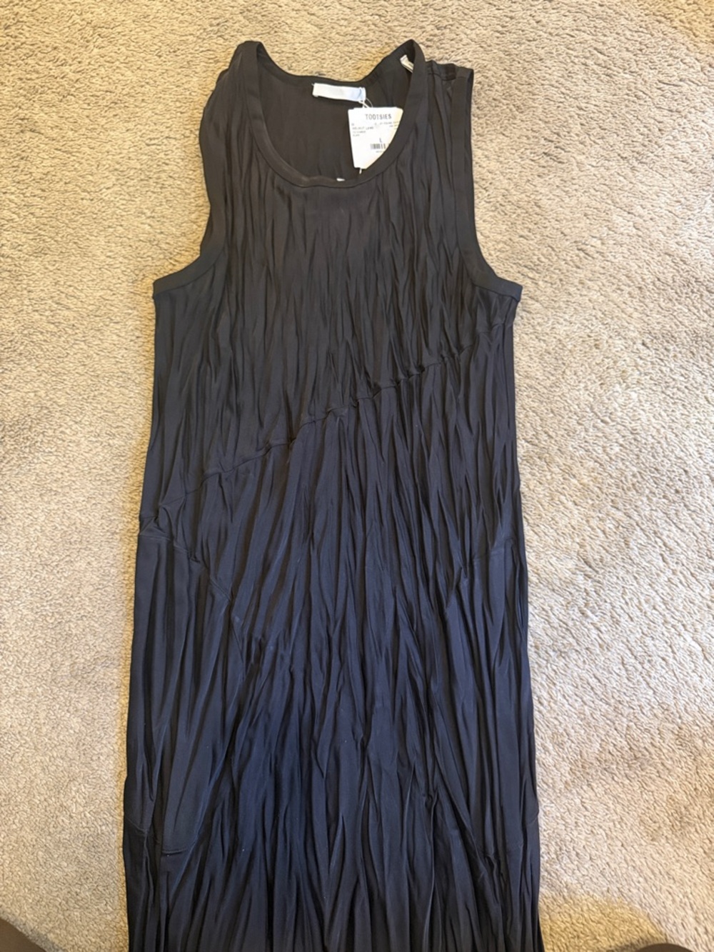 Sleeveless Black Crinkle Maxi Dress - Brand: HELMUT LANG